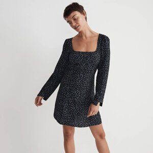 Madewell Seamed Long-Sleeve Mini Dress in Ditsy Floral- Navy